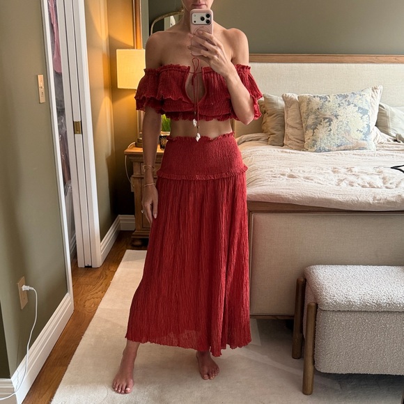 Zimmermann Dresses & Skirts - Zimmermann Off-Shoulder Smocked Maxi Set
